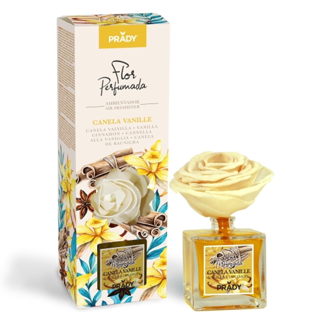 Prady Ambientador Flor Perfumada Canela Vanille - Frasco de Cristal 90ml 1