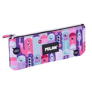 Milan Aliens 2 Estuche Portatodo Plano - Compacto - Cierre de Cremallera - 23x9x1.5cm - Color Rosa