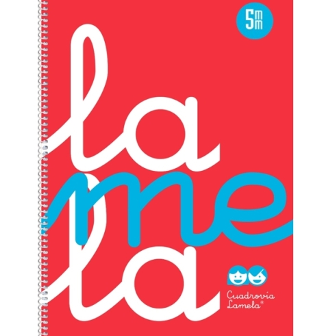 Lamela Cuaderno Espiral con 80 Hojas de 90g/m2 con Margen - Formato Folio - Pauta Cuadrovia de 5mm - Cubierta de Polipropileno - Papel Offset Blanco E 1