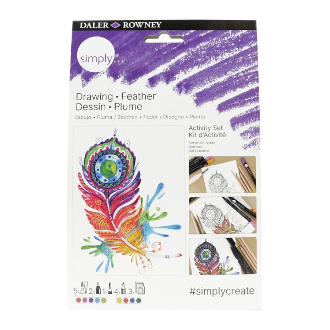 Daler Rowney Simply Activity Pack de 15 piezas - Tematica de Pluma - Colores Surtidos 1