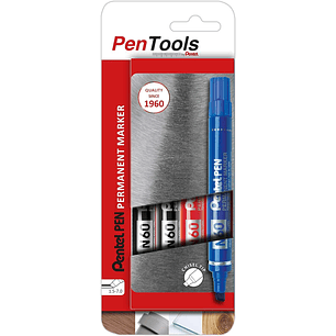 Pentel PenTools Pack de 4 Rotuladores Permanentes Industriales Pentel Pen N60 - Punta Biselada Resistente y Duradera - Trazo 1,5-7mm - Resistente a Ag