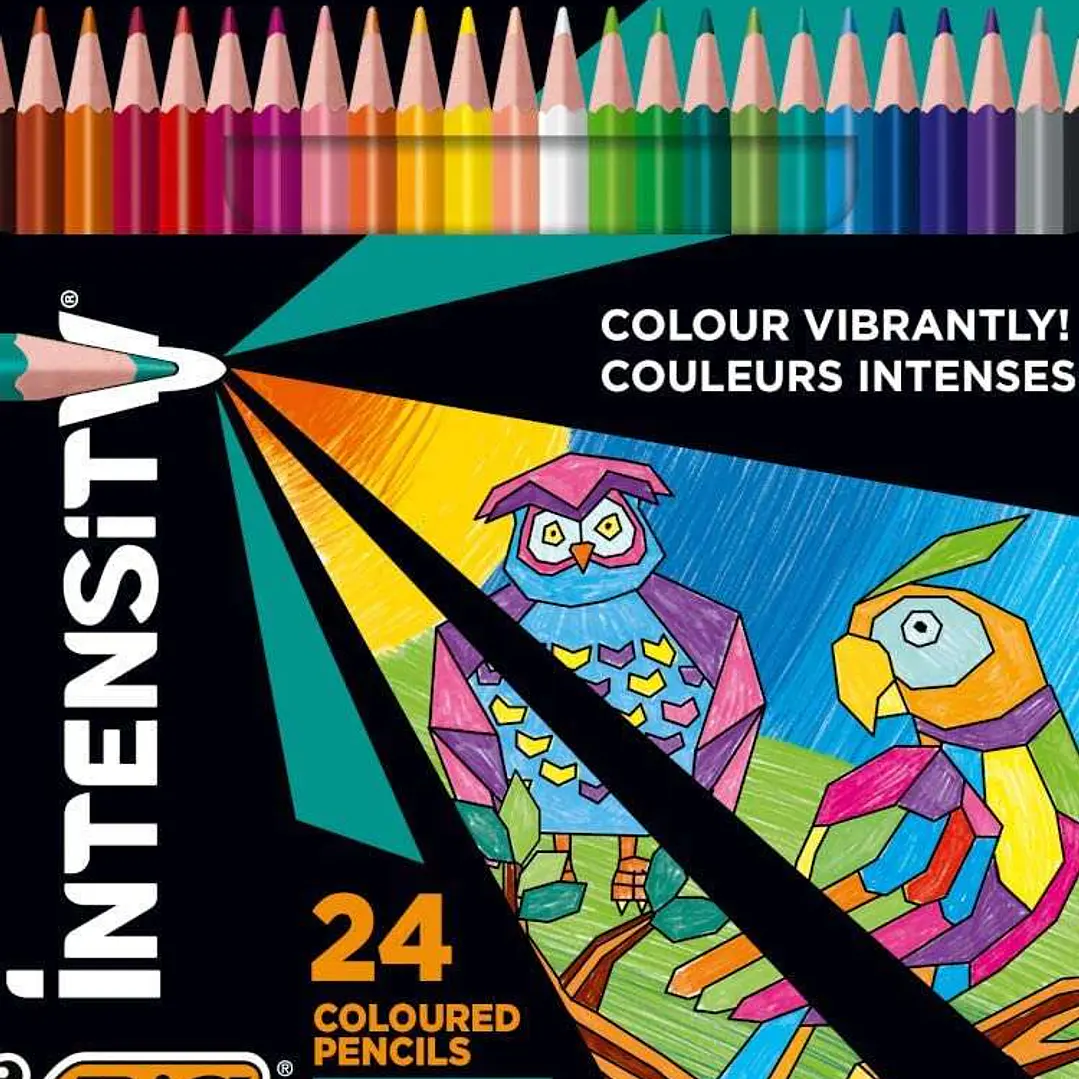 Bic Intensity Triangle Caja de 24 Lapices para Colorear Triangulares - Mina de 3.20mm - Fabricados sin Madera - Colores Surtidos 1