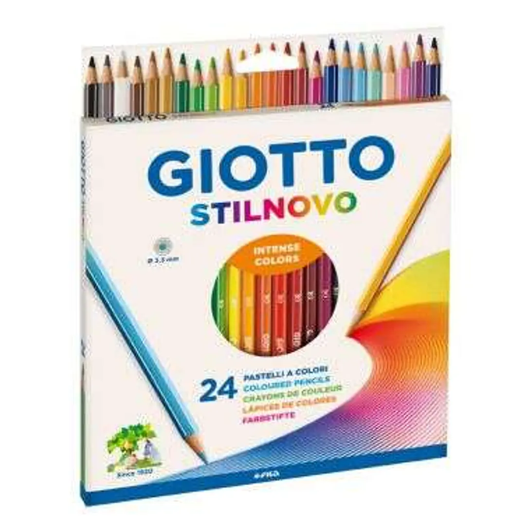 Giotto Stilnovo Pack de 24 Lapices Hexagonales de Colores - Mina 3.3mm - Madera - Colores Surtidos 1