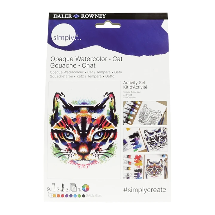 Daler Rowney Simply Activity Pack de 16 Piezas - Temperas Gouache - Tematica Gato - Colores Surtidos 1