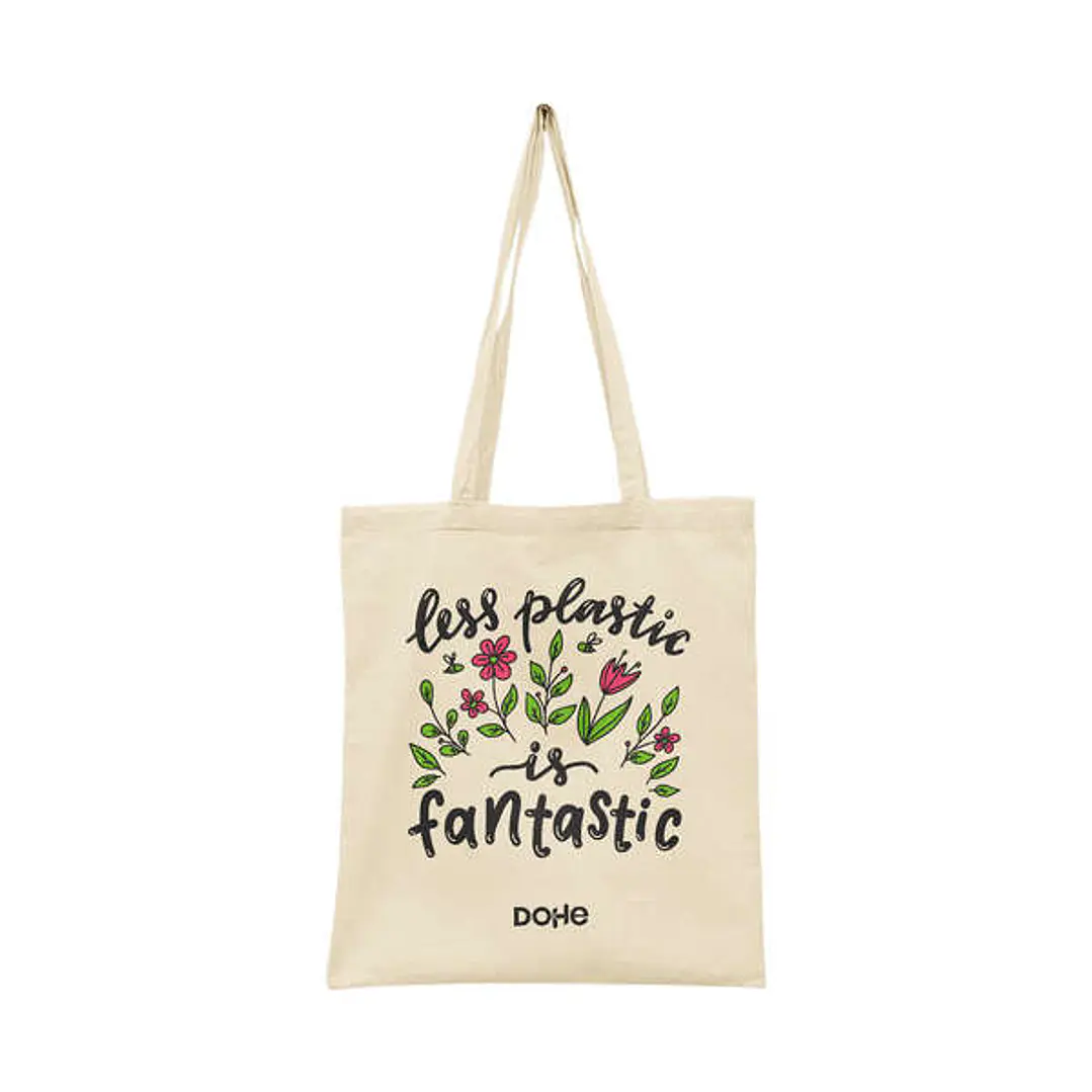 Dohe Totebag Mediano de Algodon 50% Reciclado y Organico 220g/m2 - Asas Largas - Sostenible y Respetuoso con el Medio Ambiente - Ideal para Uso Diario 1