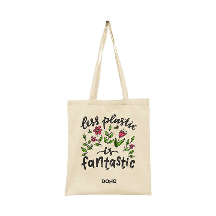 Dohe Totebag Mediano de Algodon 50% Reciclado y Organico 220g/m2 - Asas Largas - Sostenible y Respetuoso con el Medio Ambiente - Ideal para Uso Diario 1