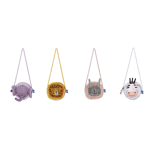 Oxford Kids Bolsito Infantil de Tacto Suave Peluche - Ideal para Niños Pequeños - Diseño de 4 Animalitos - Textura Suave y Agradable - Colores Surtido