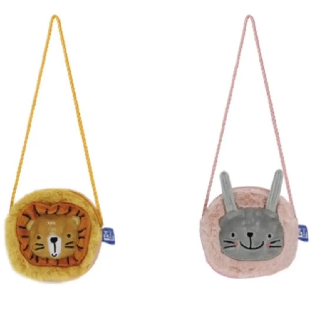 Oxford Kids Bolsito Infantil de Tacto Suave Peluche - Ideal para Niños Pequeños - Diseño de 4 Animalitos - Textura Suave y Agradable - Colores Surtido 1