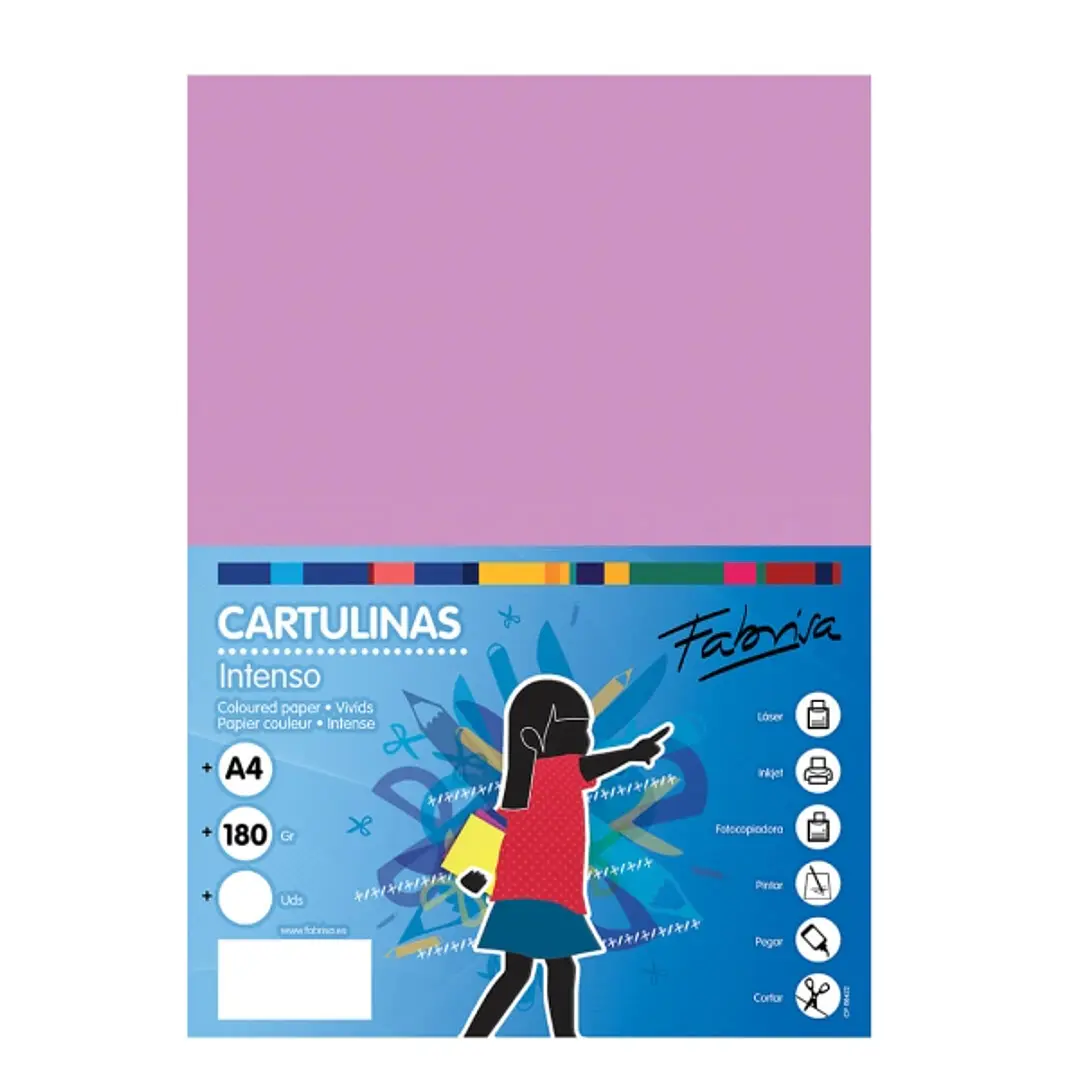 Fabrisa Pack de 50 Cartulinas 180 g/m² - Tamaño A4 - Color Lila 1