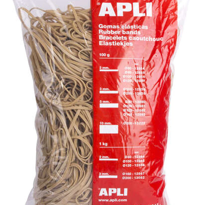 Apli Gomas Elasticas de Caucho Natural - Ø 160 x 3mm - Gran Elasticidad y Resistencia - 1kg de Contenido 1
