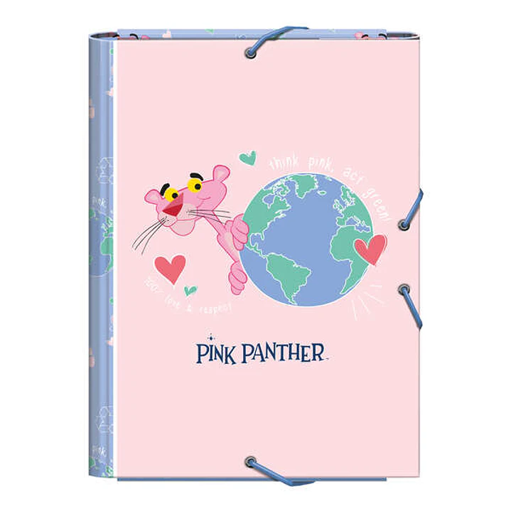 Dohe Carpeta de Carton Forrado con Papel Impreso - con 3 Solapas y Guardas Impresas - Cierre de Goma Elastica Azul 1