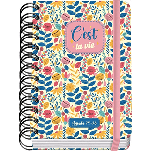 Dohe C´est la Vie Agenda Escolar 25/26 Espiral Wireo A6 - Dia Pagina - Papel 80g/m2 - 4 Hojas de Pegatinas - Cubierta de Carton Plastificado - Cierre