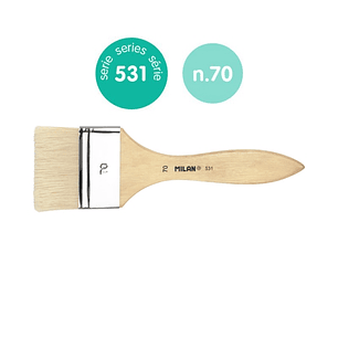 Milan 531 Paletina para Barnices y Oleo de 70mm - Cerda Natural - Mango Corto - Color Madera Claro
