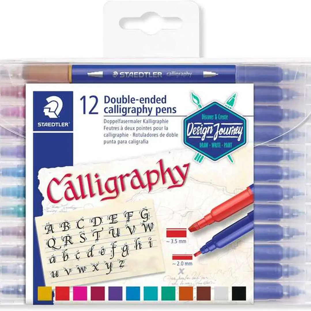 Staedtler 3005 Pack de 12 Rotuladores de Doble Punta para Caligrafia - Colores Surtidos 1