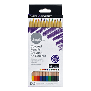Daler Rowney Simply Pack de 12 Lapices Colores - Colores Surtidos
