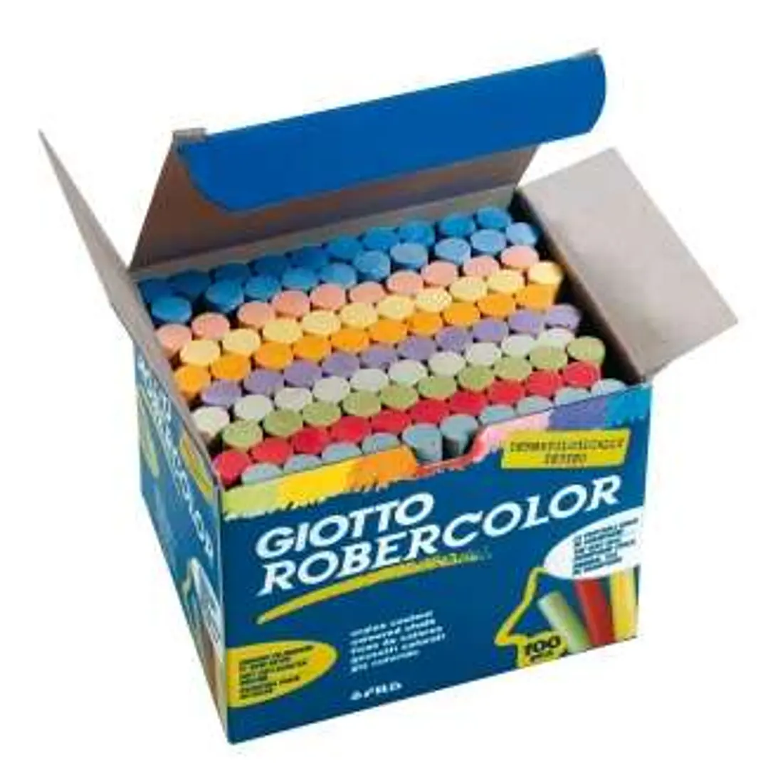 Giotto Robercolor Pack de 100 Tizas Redondas de Colores - Testadas Dermatologicamente - Compactas y Duraderas - Colores Surtidos 1