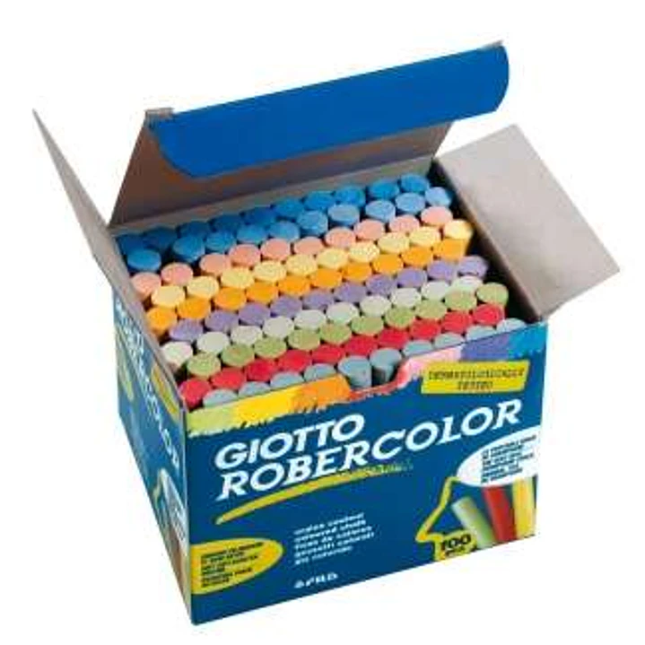 Giotto Robercolor Pack de 100 Tizas Redondas de Colores - Testadas Dermatologicamente - Compactas y Duraderas - Colores Surtidos 1
