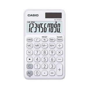 Casio SL-310UC Calculadora de Bolsillo con Pantalla LCD de 10 Digitos - Calculo de Impuestos - Alimentacion Solar y Pilas - Compacta y Ligera - Color 