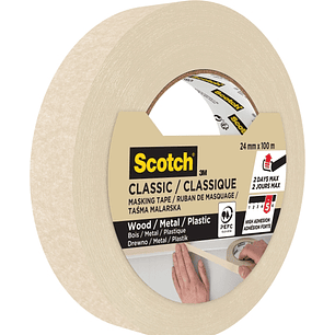 Scotch Classic Cinta de Enmascarar - 24mm x 100m - 70% PEFC - Color Blanco