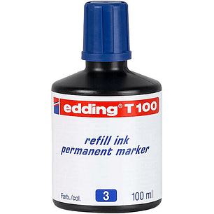 Edding T100 Bote de Recarga para Rotulador Permanente - Capacidad 100ml - Color Azul