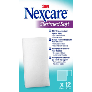 Nexcare Sterimed Pack de 12 Compresas de Gasa No Tejida - 18x40cm - Esteril - Transpirables - Color Blanco