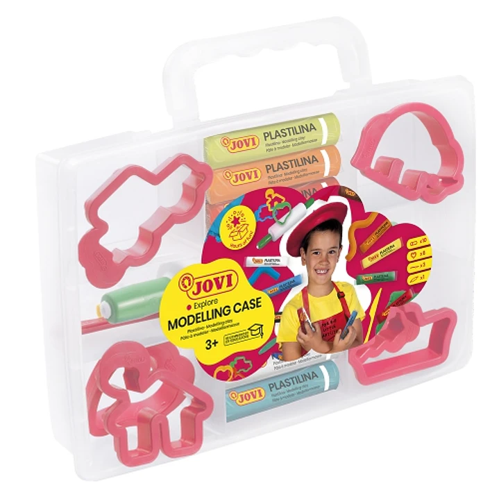 Jovi Modelling Case Pack de 10 Pastillas de Plastilina 15 Gr + 6 Moldes + 3 Modeladores. 100% Vegetal - No Se Seca - sin Gluten - Facil de Moldear - C 1