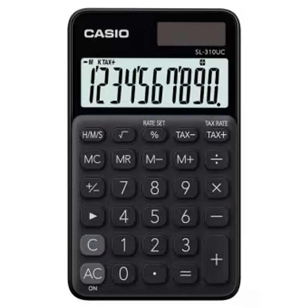 Casio SL-310UC Calculadora de Bolsillo - Calculo de Impuestos - Pantalla LCD de 10 Digitos - Solar y Pilas - Color Negro 1