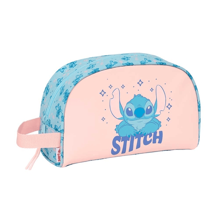 Safta Stitch Ohana Neceser de 5L - Cremallera - Asa Lateral - Adapatable a Carro - Bolsillo Interior - 280x100x180mm - Color Azul Claro 1