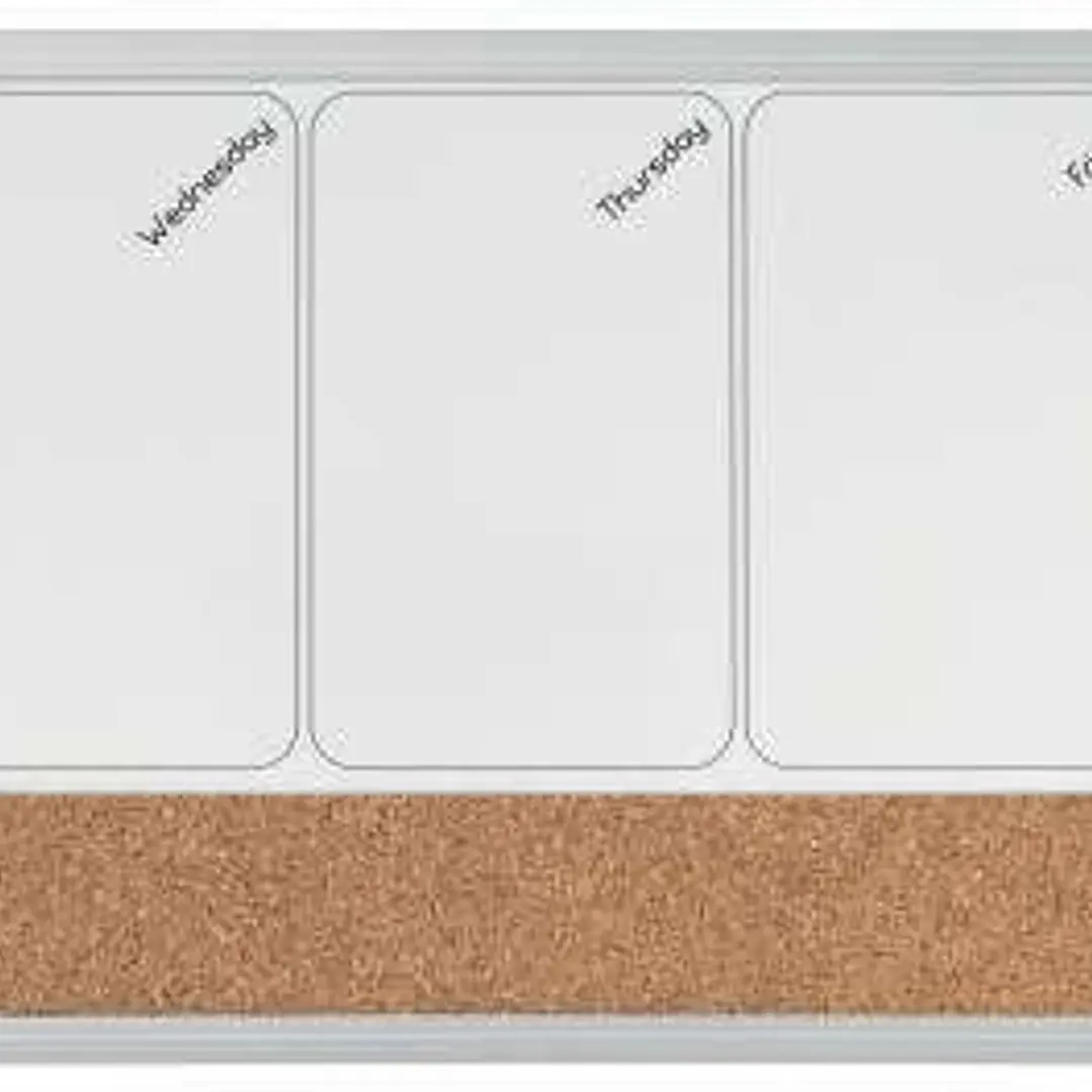 Nobo Planificador Semanal de Pizarra Magnetica Pequeña 585x190mm - Tira de Corcho - Almohadillas Adhesivas e Imanes para Montaje - Incluye Rotulador 1