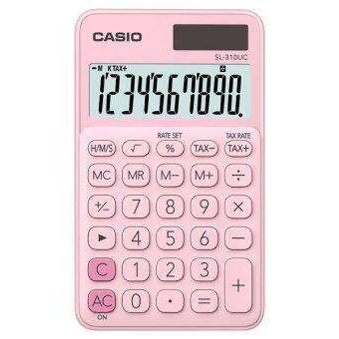 Casio SL-310UC Calculadora de Bolsillo - Calculo de Impuestos - Pantalla LCD de 10 Digitos - Solar y Pilas - Color Rosa 1