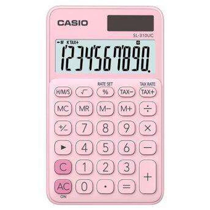 Casio SL-310UC Calculadora de Bolsillo - Calculo de Impuestos - Pantalla LCD de 10 Digitos - Solar y Pilas - Color Rosa 1