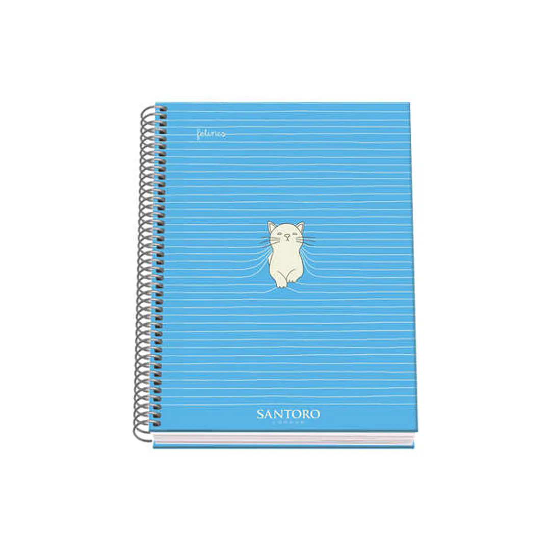 Dohe Santoro Felines Cuaderno Espiral Tapa Dura - Tamaño A5 de 100 Hojas 90gr - Hojas Microperforadas con 2 Taladros - Cuadricula 5mm 1