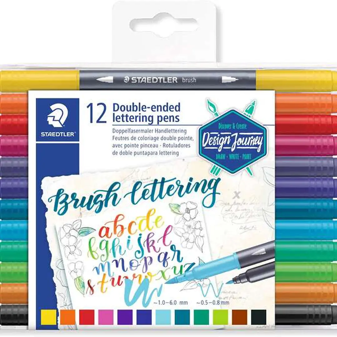 Staedtler 3004 Pack de 12 Rotuladores de Doble Punta para Lettering - Colores Surtidos 1