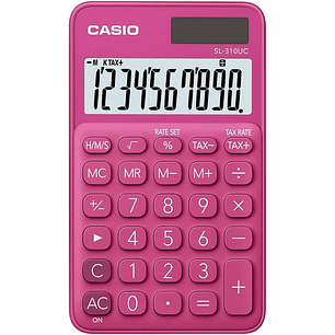 Casio SL-310UC Calculadora de Bolsillo - Calculo de Impuestos - Pantalla LCD de 10 Digitos - Solar y Pilas - Color Rojo