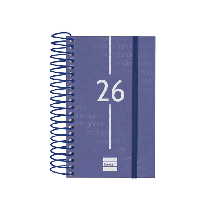 Finocam Year Agenda de Espiral en Catalan - Anual 2026 - Tapa Ligera - Formato E3 - 95x24x127mm - 1 Dia por Pagina - Color Azul 1