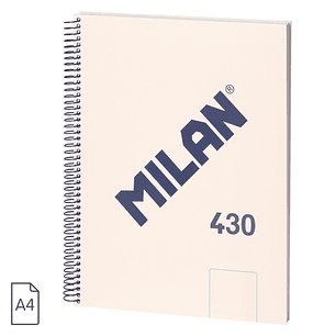 Milan 430 Since 1918 Cuaderno A4 con Espiral - Hojas Blancas - 80 Hojas de 95g - Tapa Dura - Color Beige