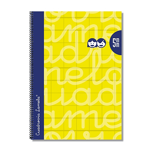 Lamela Cuaderno Espiral con 80 Hojas de 90g/m2 con Margen - Formato Folio - Pauta Cuadrovia de 5mm - Cubierta Extra Dura - Papel Offset Blanco Extra -