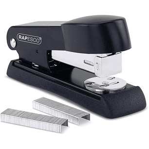 Rapesco Minno 526 Grapadora Metalica de Sobremesa - Hasta 20 Hojas - Grapas 22/6, 24/6, 26/6 - Grapado Cerrado y Abierto - Color Negro