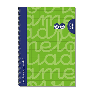 Lamela Cuaderno Espiral con 80 Hojas de 90g/m2 con Margen - Formato Folio - Pauta Cuadrovia de 5mm - Cubierta Extra Dura - Papel Offset Blanco Extra -
