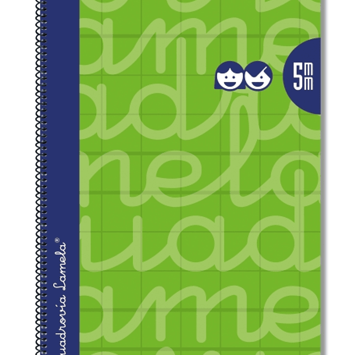 Lamela Cuaderno Espiral con 80 Hojas de 90g/m2 con Margen - Formato Folio - Pauta Cuadrovia de 5mm - Cubierta Extra Dura - Papel Offset Blanco Extra - 1