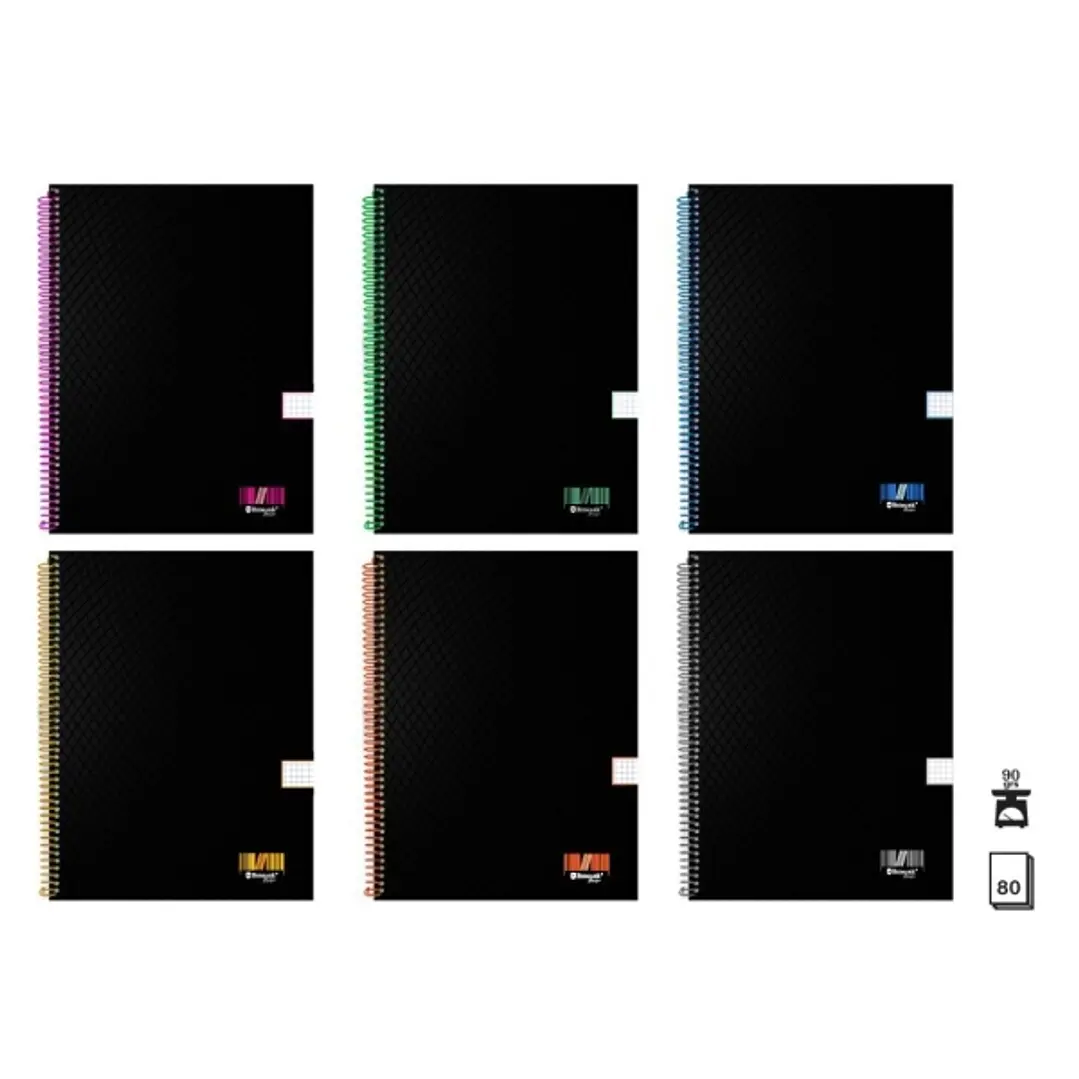 Bismark University Cuaderno Espiral A4 80 Hojas 90grs Cuadricula 5x5 - Hojas Microperforadas - Tapa Negra Resistente Forrada 1