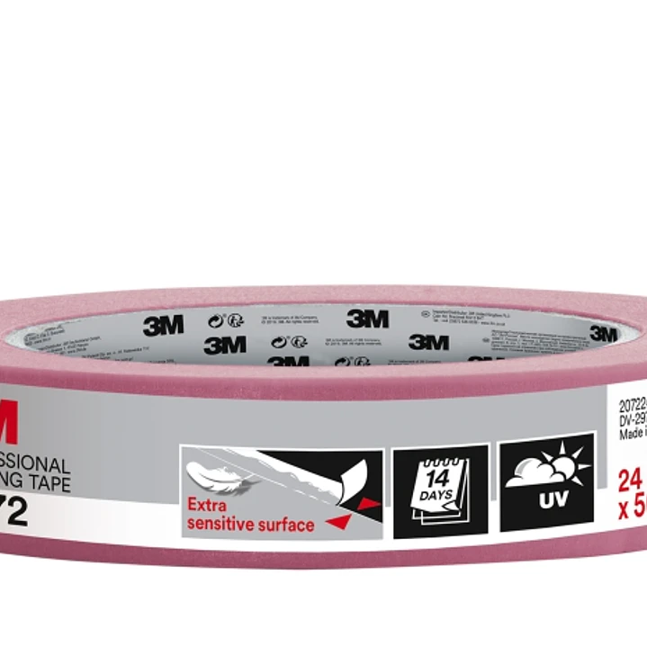 3M Cinta de Enmascarar para Superficies Delicadas - 24mm x 50m - Color Rosa 1