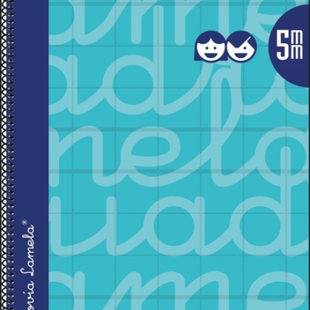 Lamela Cuaderno Espiral con 80 Hojas de 90g/m2 con Margen - Formato Folio - Pauta Cuadrovia de 5mm - Cubierta Extra Dura - Papel Offset Blanco Extra - 1