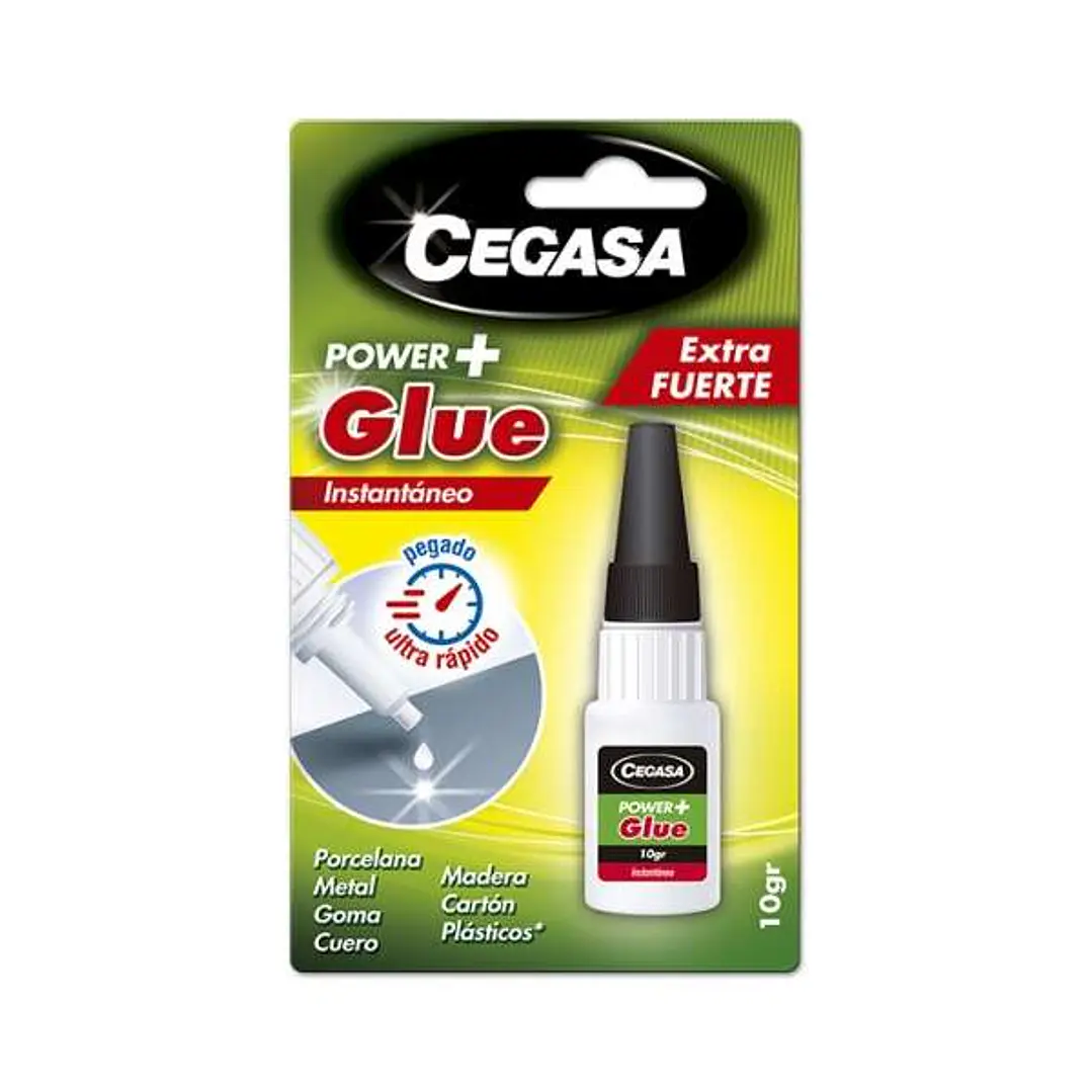 Cegasa Power Glue Pegamento Instantaneo 10gr - Alta Resistencia - Secado Rapido - Facil Aplicacion - Color Transparente 1