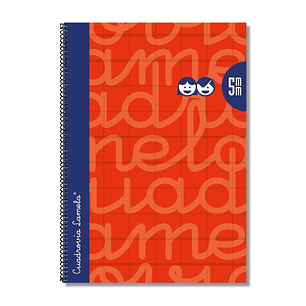 Lamela Cuaderno Espiral con 80 Hojas de 90g/m2 con Margen - Formato Folio - Pauta Cuadrovia de 5mm - Cubierta Extra Dura - Papel Offset Blanco Extra -