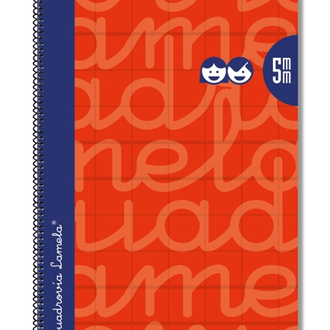 Lamela Cuaderno Espiral con 80 Hojas de 90g/m2 con Margen - Formato Folio - Pauta Cuadrovia de 5mm - Cubierta Extra Dura - Papel Offset Blanco Extra - 1