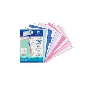 Oxford Strongline A4 Separadores 5 Posiciones - Plastico Opaco Resistente - 4 Taladros para Facil Colocacion - Grosor de 500 Micras - Tamaño Estandar 