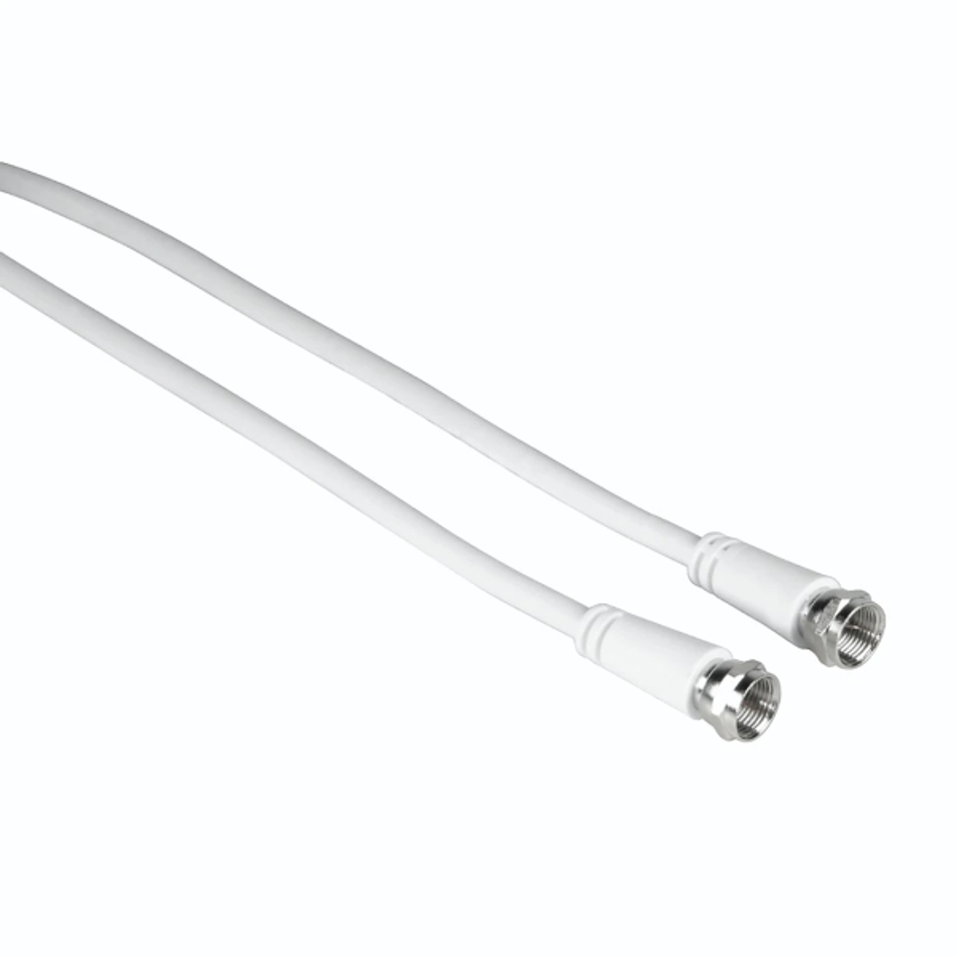 Hama Entry Cable Coaxial de Antena - Longitud 3m - Conector F Macho - Doble Blindaje - Apantallamiento 75dB - Impedancia 75Ohm - Color Blanco 1