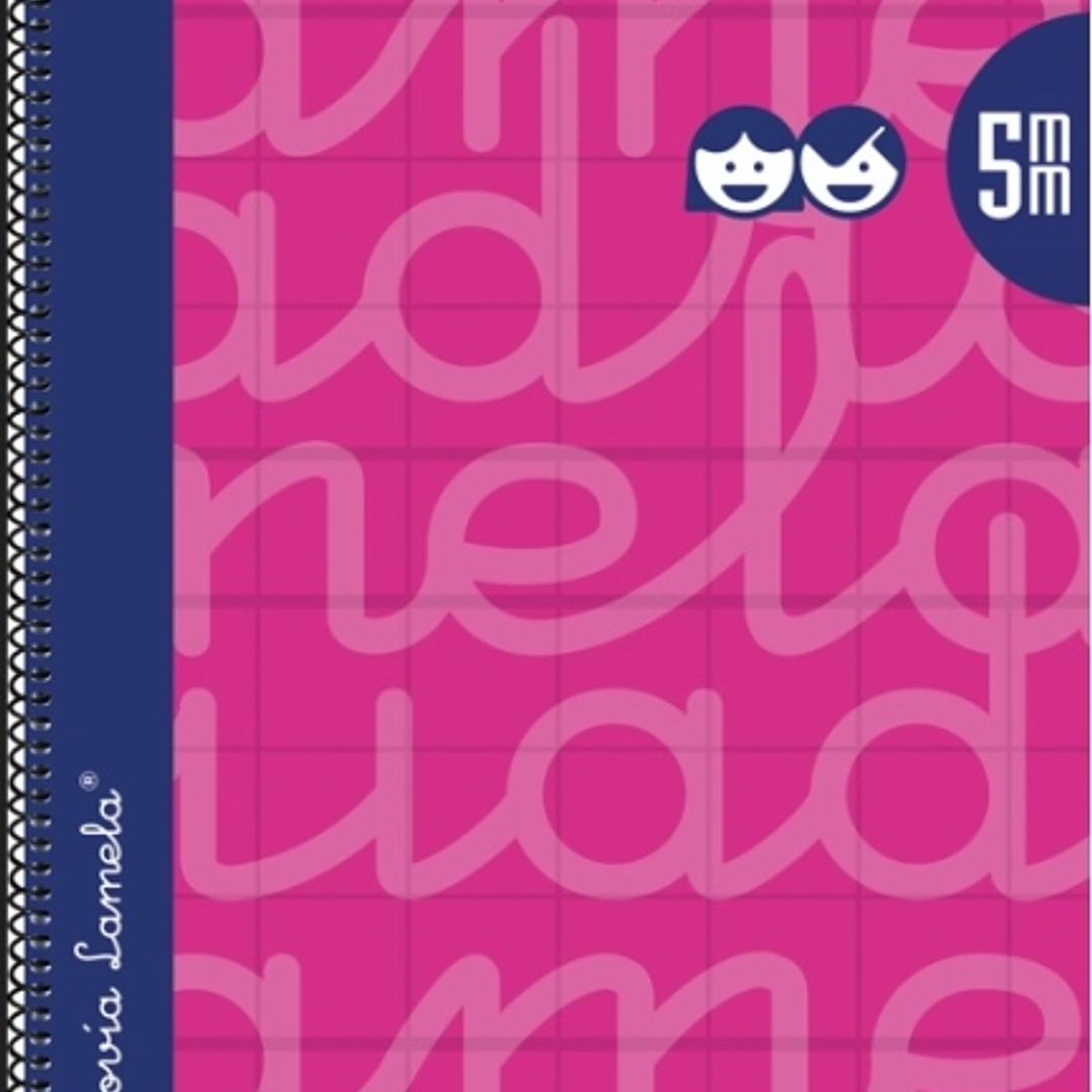 Lamela Cuaderno Espiral con 80 Hojas de 90g/m2 con Margen - Formato Folio - Pauta Cuadrovia de 5mm - Cubierta Extra Dura - Papel Offset Blanco Extra - 1