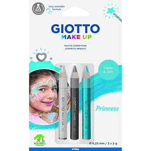 Giotto Make Up Princess Pack con 3 Lapices Cosmeticos de Tematica Princesa - Se Lava con Agua - Dermatologicamente Testado - Colores Surtidos